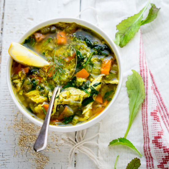 Lemon Turmeric Chicken Quinoa Soup