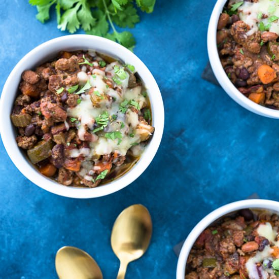 3-Bean Slow Cooker Turkey Chili