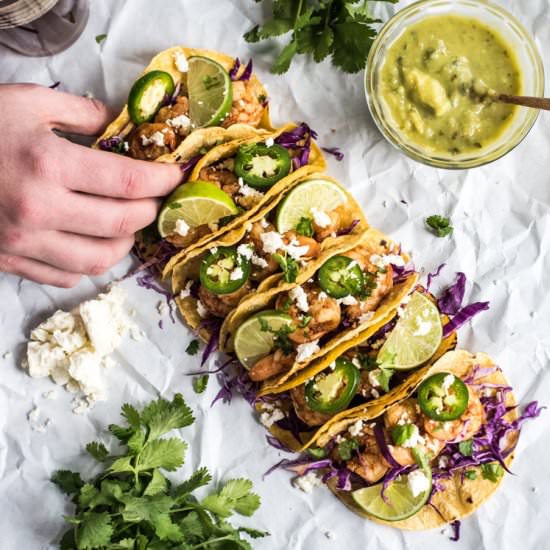 Honey Balsamic Beer Shrimp Tacos