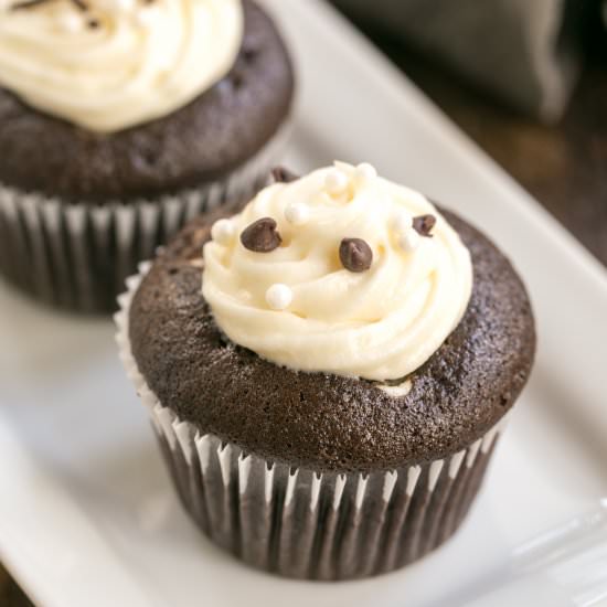 Frosted Black Bottom Cupcakes