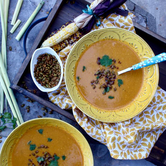 Butternut Squash, Corn, and Lemongrass Soup