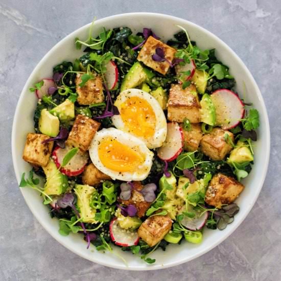 Kale Salad with Miso Tofu