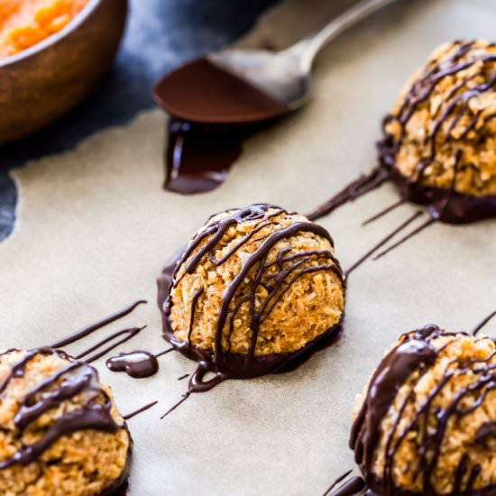 Chocolate Dipped Pumpkin Macaroons