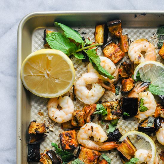 Roasted Eggplant & Shrimp