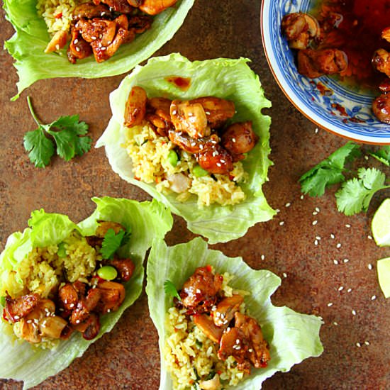 CHICKEN FRIED RICE LETTUCE WRAPS