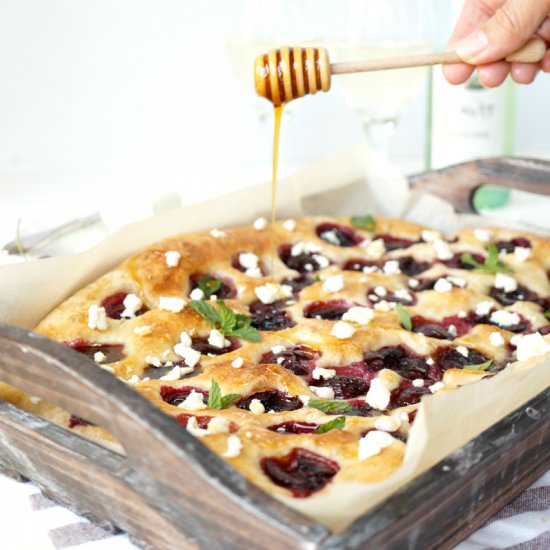 cherry honey goat cheese focaccia