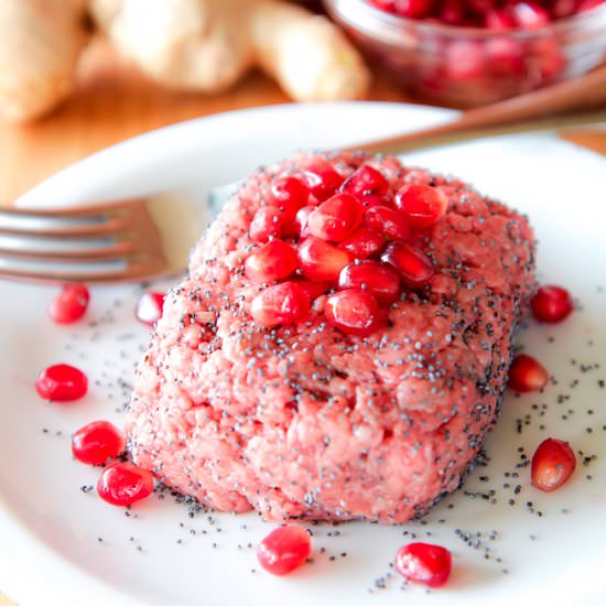 Pomegranate beef steak tartare