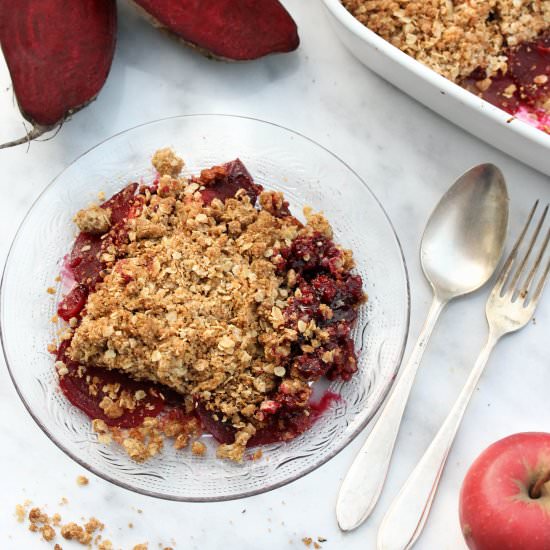 Red Beet Gingerbread Apple Crumble