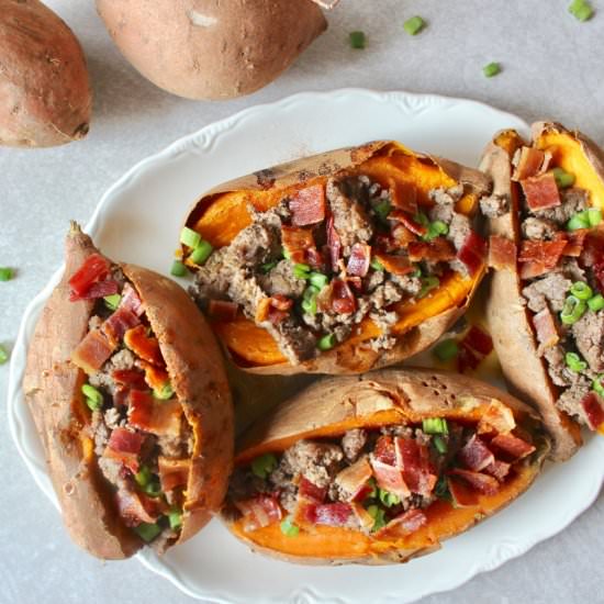 Loaded Paleo Sweet Potato Boats