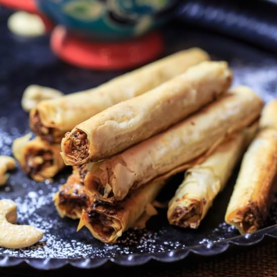 Cashew Filled Baklava Rolls