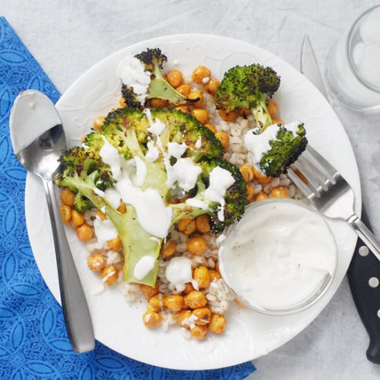 Roasted Broccoli with Yogurt Sauce