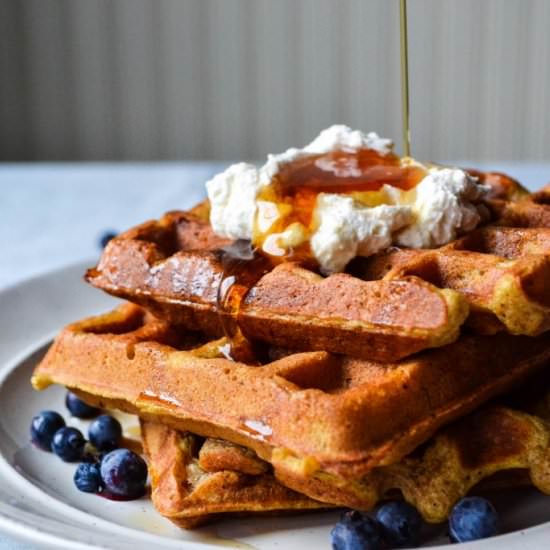 Pumpkin Spice Oatmeal Waffles