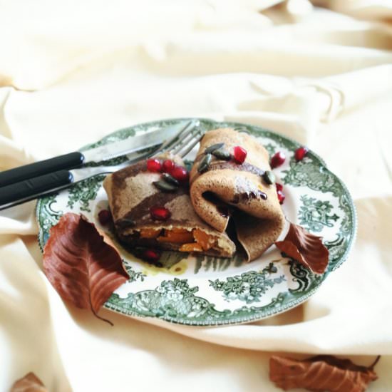Pumpkin and Almond Ricotta Crepes