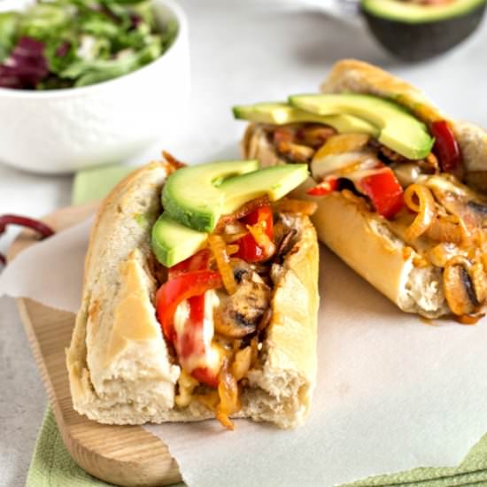 TexMex vegetarian cheesesteaks