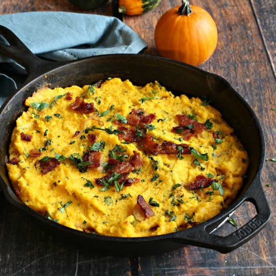 Baked Polenta with Bacon and Gruyere