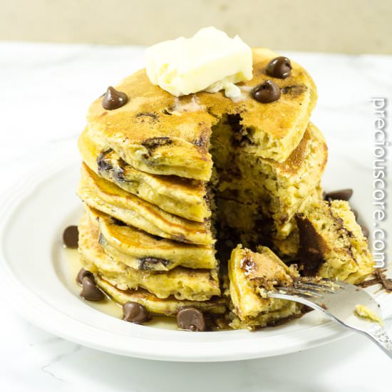 Pumpkin Chocolate Chip Pancakes