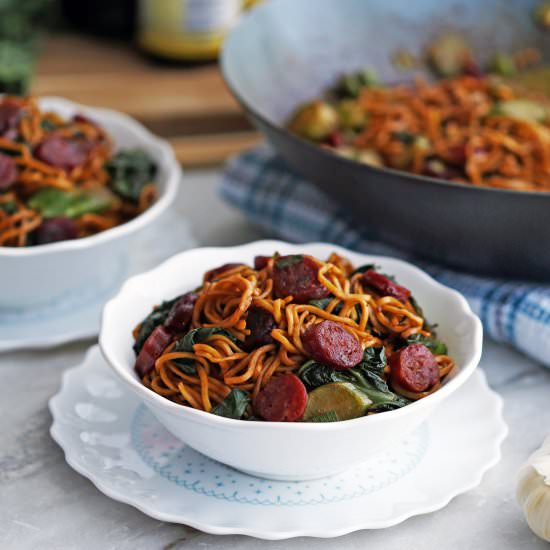 Lo Mein Noodles with Lap Cheong