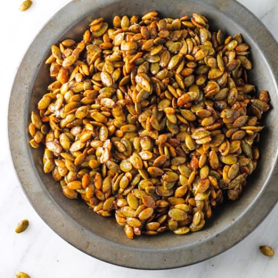 Pumpkin Pie Spiced Pumpkin Seeds