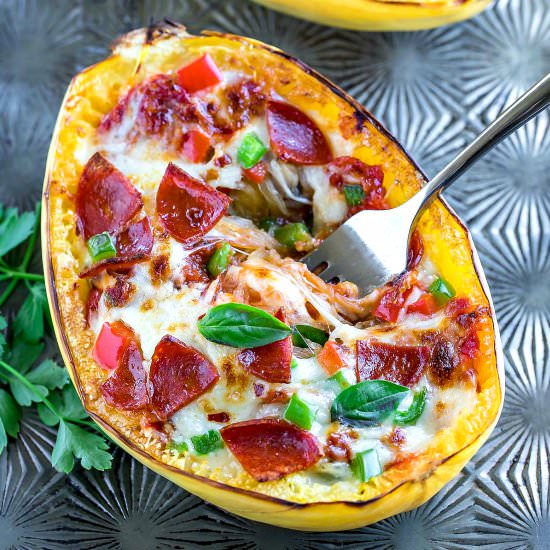 Spaghetti Squash Pizza Boats
