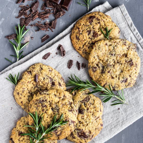 Vegan Chocolate & Rosemary Cookies