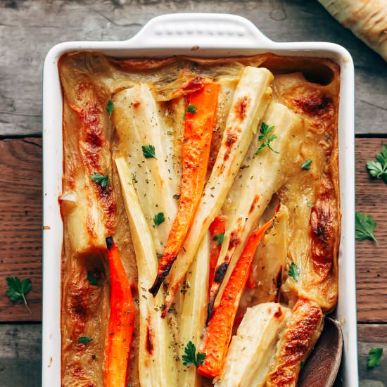Easy Parsnip & Carrot Bake