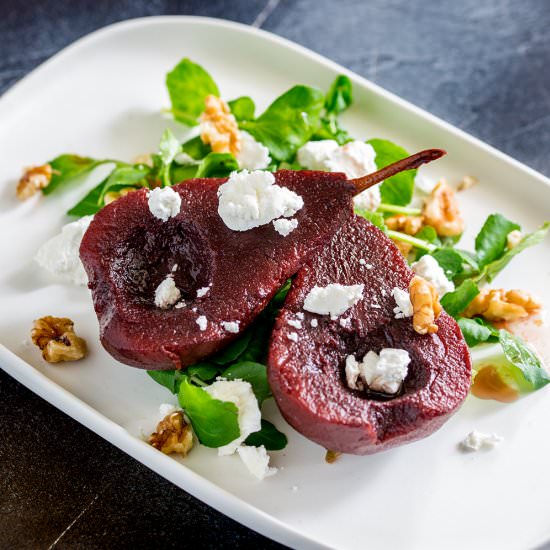Spiced Poached Pears & Goats Cheese