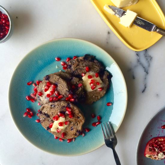 gluten free pomegranate pancakes