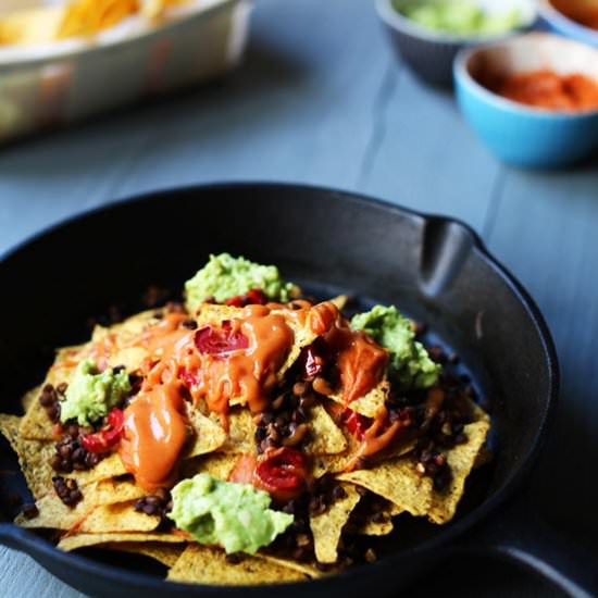 Vegan lentils nachos