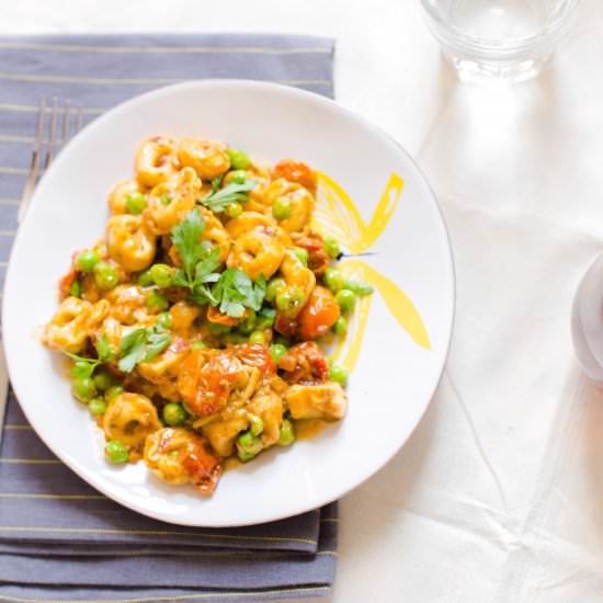 Tortellini, Peas and Pesto Cream