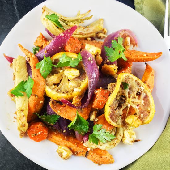 Roasted Vegetables Chicken and Feta