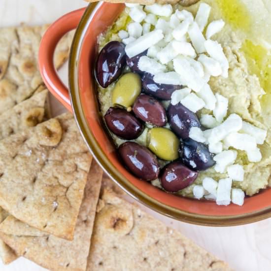 Olive & Feta Hummus with Pita Chips