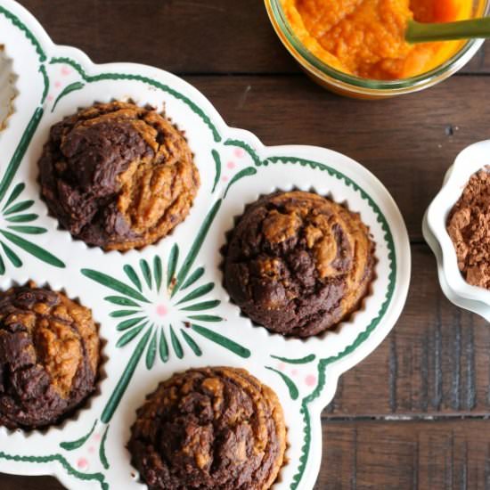 Chocolate Swirl Pumpkin Muffins