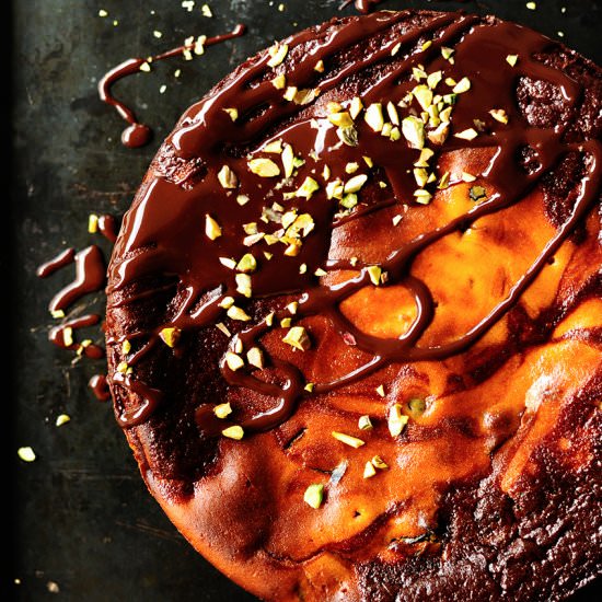 Chocolate & Vodka Plum Cheesecake