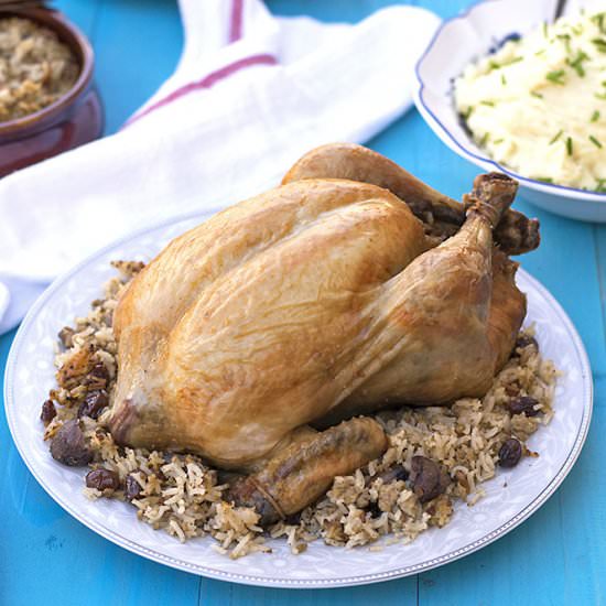 Greek Whole Stuffed Chicken