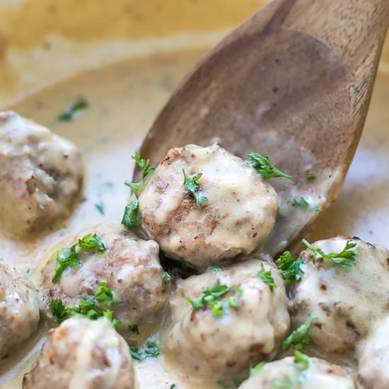 Meatloaf Meatballs with Creamy Sauce