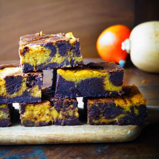 Pumpkin Cheesecake Swirl Brownies