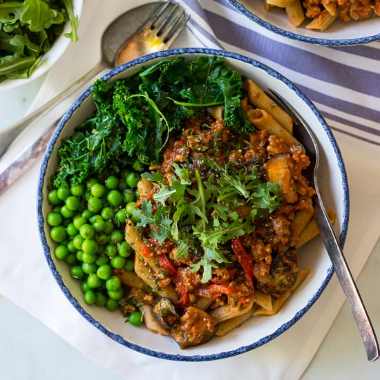 Roast Eggplant & Kale Bolognese