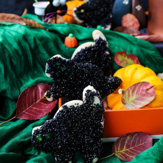 Halloween Shortbread Cat Cookies