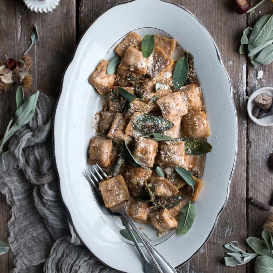 Pumpkin chestnut ravioli