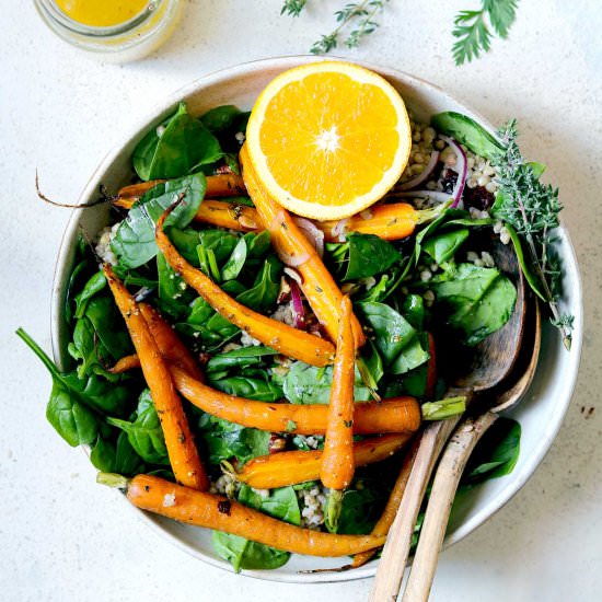 Roasted Carrots with Buckwheat