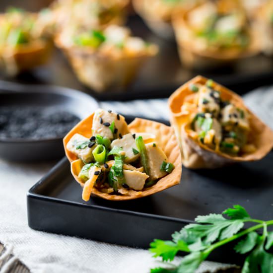 Sesame Chicken Wonton Cups