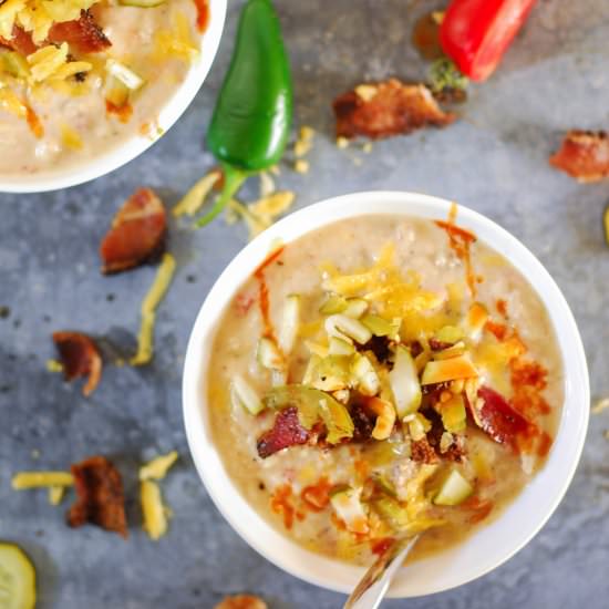 Cauliflower Bacon Cheeseburger Soup