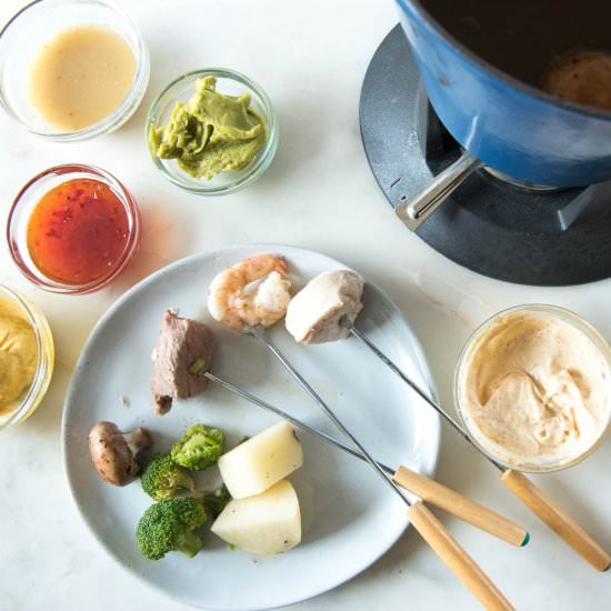 Mushroom Chicken Broth Fondue