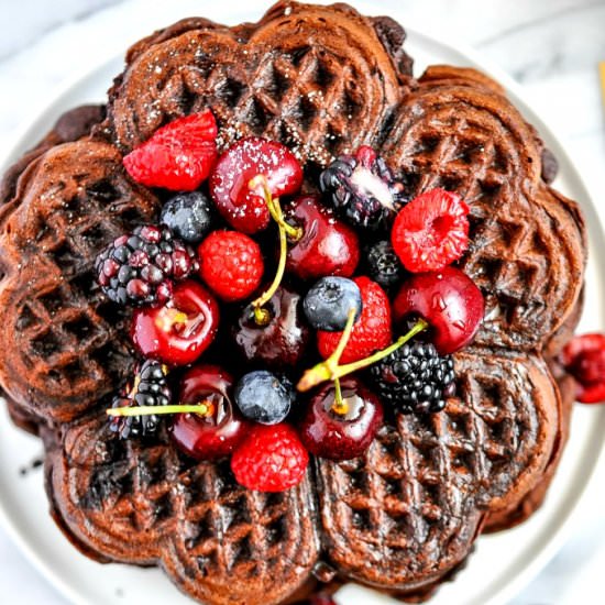 Dark Chocolate Cherry Waffles