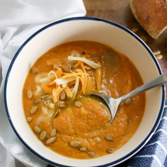 Pumpkin Carrot Beer Cheese Soup