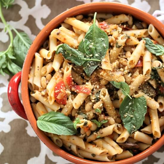 Spinach Mushroom Penne Pasta