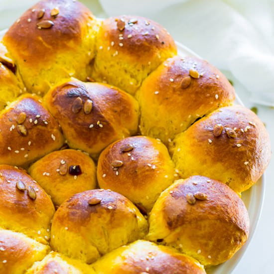 Pumpkin Dinner Rolls with Honey Ginger Butter