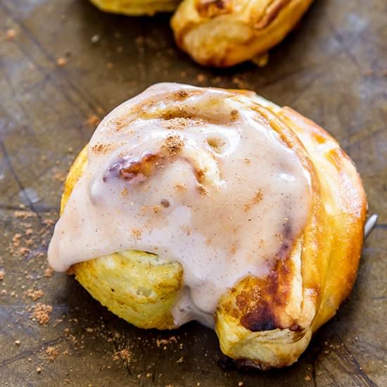 Puff Pastry Pumpkin Cinnamon Rolls