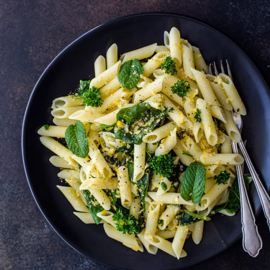 Lemon Spinach Penne Pasta