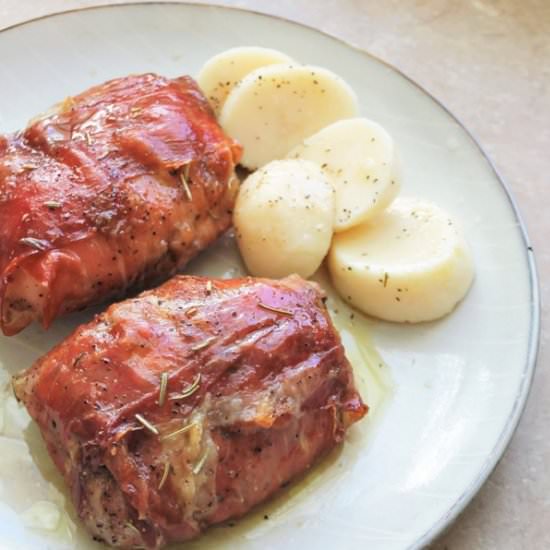 Prosciutto Wrapped Chicken Thighs